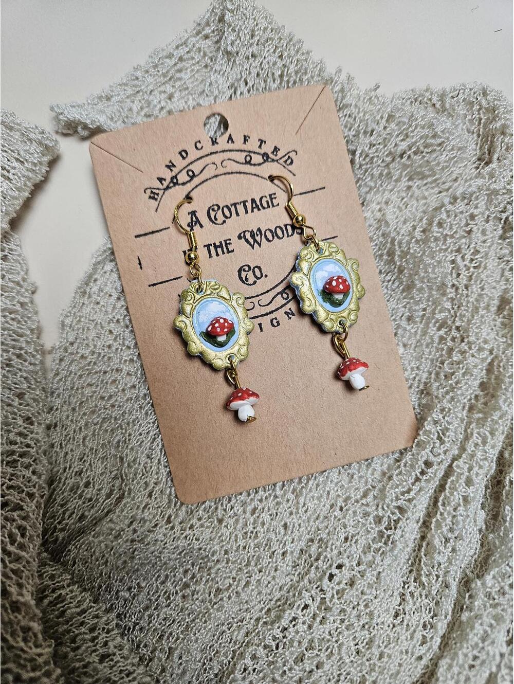 Polymer Clay Floral Earrings Handmade Beaded Cottagecore Whimsical